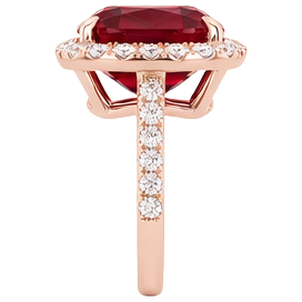 5.35 Ct Cushion Cut Red Ruby And Natural Earth Mined Diamond Wedding Ring Gold Jewellery