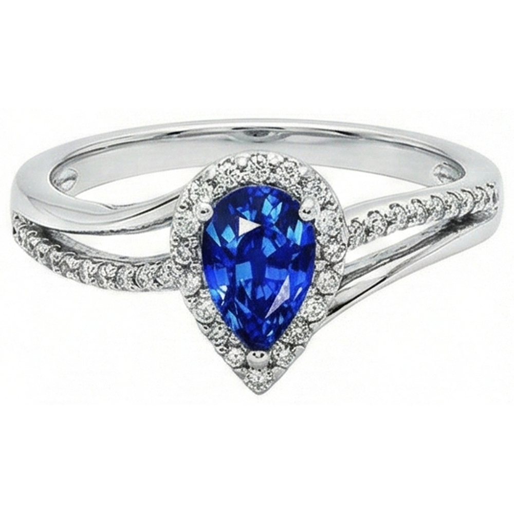 natural round sapphire 5.36ct ring front view
