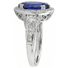 5.40 Carat Oval Tanzanite Natural Earth Mined DIAMOND ( NOT LAB GROWN ) Engagament Ring Gold White 14K