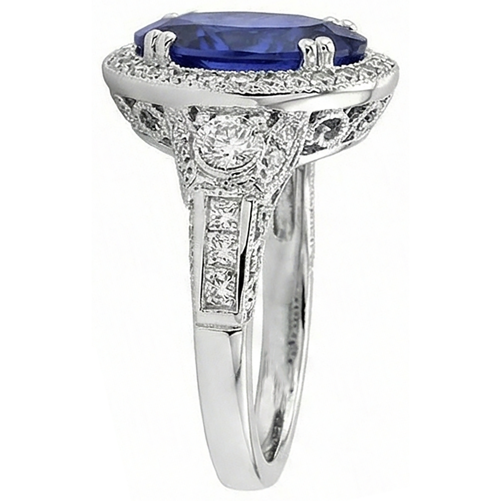 5.40 Carat Oval Tanzanite Natural Earth Mined DIAMOND ( NOT LAB GROWN ) Engagament Ring Gold White 14K