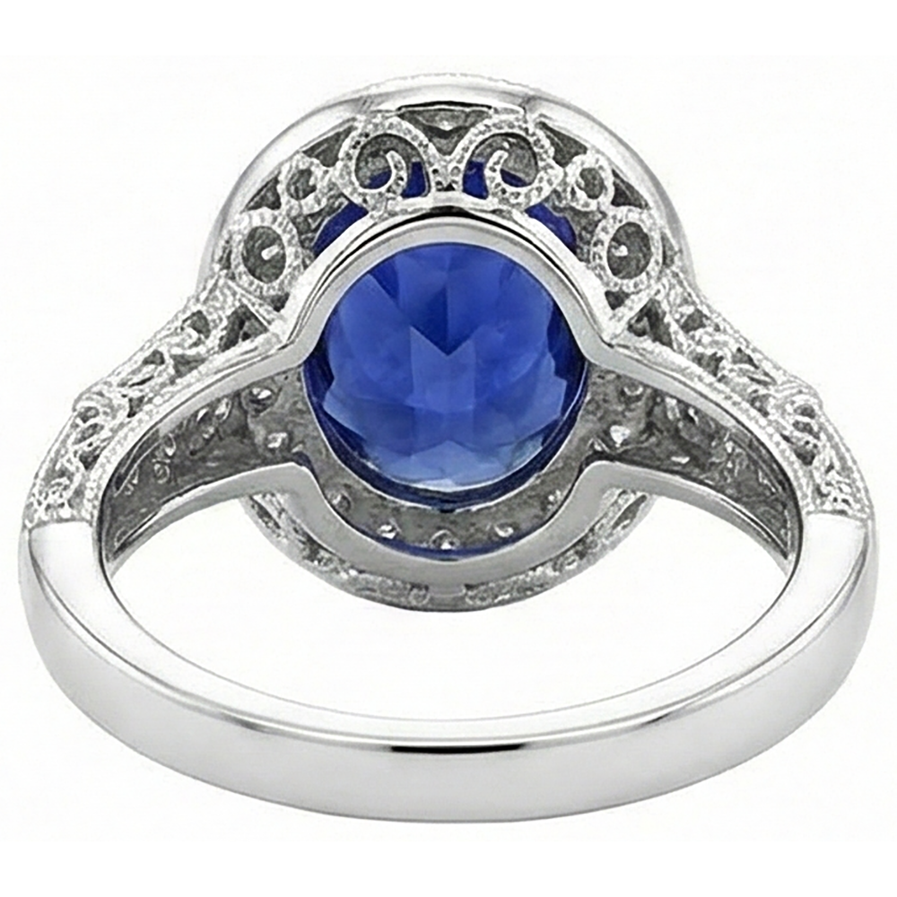 5.40 Carat Oval Tanzanite Natural Earth Mined DIAMOND ( NOT LAB GROWN ) Engagament Ring Gold White 14K