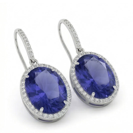 natural round sapphire 5.42ct earring side angle