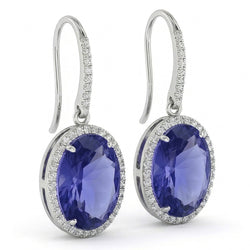Natural Sapphire Earring 5.42ct - White Gold 14K