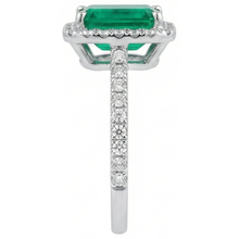 5.45 Carats Green Emerald Cut Emerald With Natural Earth Mined Diamond Wedding Ring 14K