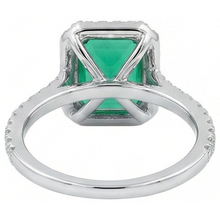 5.45 Carats Green Emerald Cut Emerald With Natural Earth Mined Diamond Wedding Ring 14K