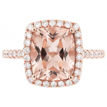 5.45 Ct Morganite Fancy Ring With Small Natural Earth Mined DIAMOND ( NOT LAB GROWN )s 14K Rose Gold