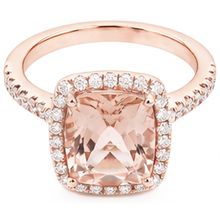 5.45 Ct Morganite Fancy Ring With Small Natural Earth Mined DIAMOND ( NOT LAB GROWN )s 14K Rose Gold