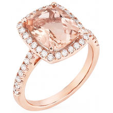 5.45 Ct Morganite Fancy Ring With Small Natural Earth Mined DIAMOND ( NOT LAB GROWN )s 14K Rose Gold