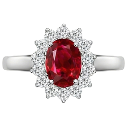 5.5 Carats Oval Cut Ruby Natural Earth Mined Diamond Ring White Gold Lady Jewellery