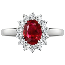 5.5 Carats Oval Cut Ruby Natural Earth Mined Diamond Ring White Gold Lady Jewellery