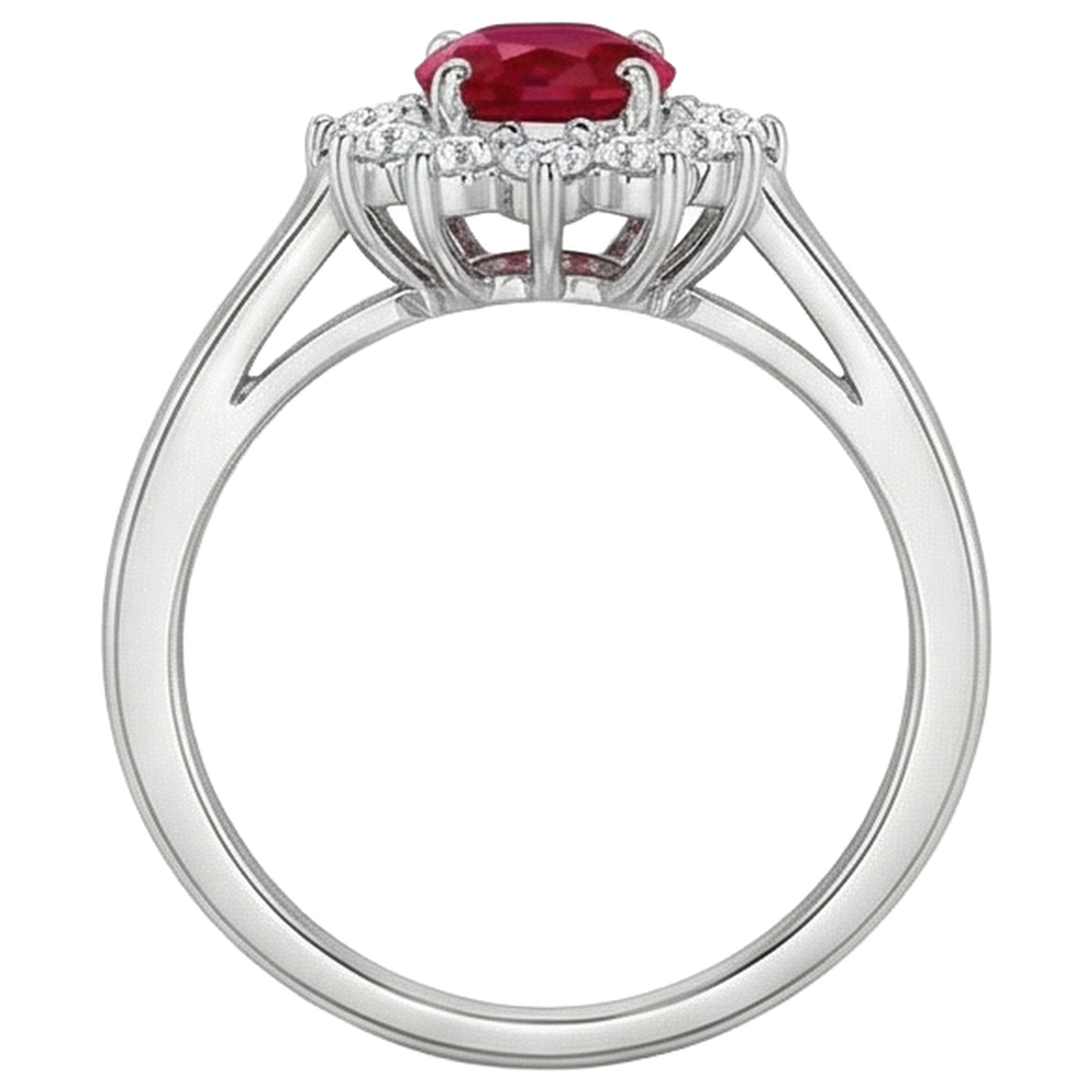 5.5 Carats Oval Cut Ruby Natural Earth Mined Diamond Ring White Gold Lady Jewellery