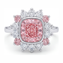 Fancy Pink Diamond 5.5 Carat Lab Grown Cushion Halo Ring 14K White Gold