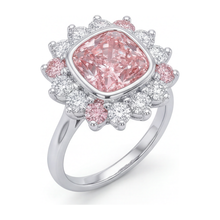 Fancy Pink Diamond 5.5 Carat Lab Grown Cushion Halo Ring 14K White Gold