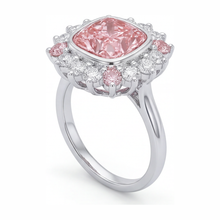 Fancy Pink Diamond 5.5 Carat Lab Grown Cushion Halo Ring 14K White Gold