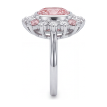 Fancy Pink Diamond 5.5 Carat Lab Grown Cushion Halo Ring 14K White Gold