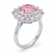 Fancy Pink Diamond 5.5 Carat Lab Grown Cushion Halo Ring 14K White Gold
