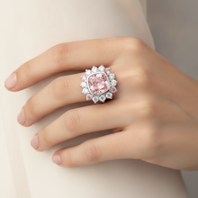 Fancy Pink Diamond 5.5 Carat Lab Grown Cushion Halo Ring 14K White Gold