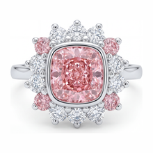 Fancy Pink Diamond 5.5 Carat Lab Grown Cushion Halo Ring 14K White Gold