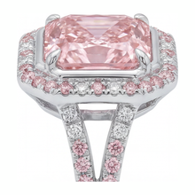 Pink Engagement Ring 5.5 Carat Lab Grown Radiant Diamond Halo Split Shank 14K White Gold