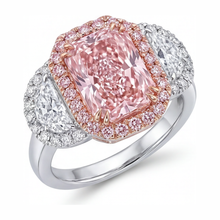 Pink Diamond Engagement Ring 5.5 Carat Lab Grown Radiant Halo Plain 14K White Gold