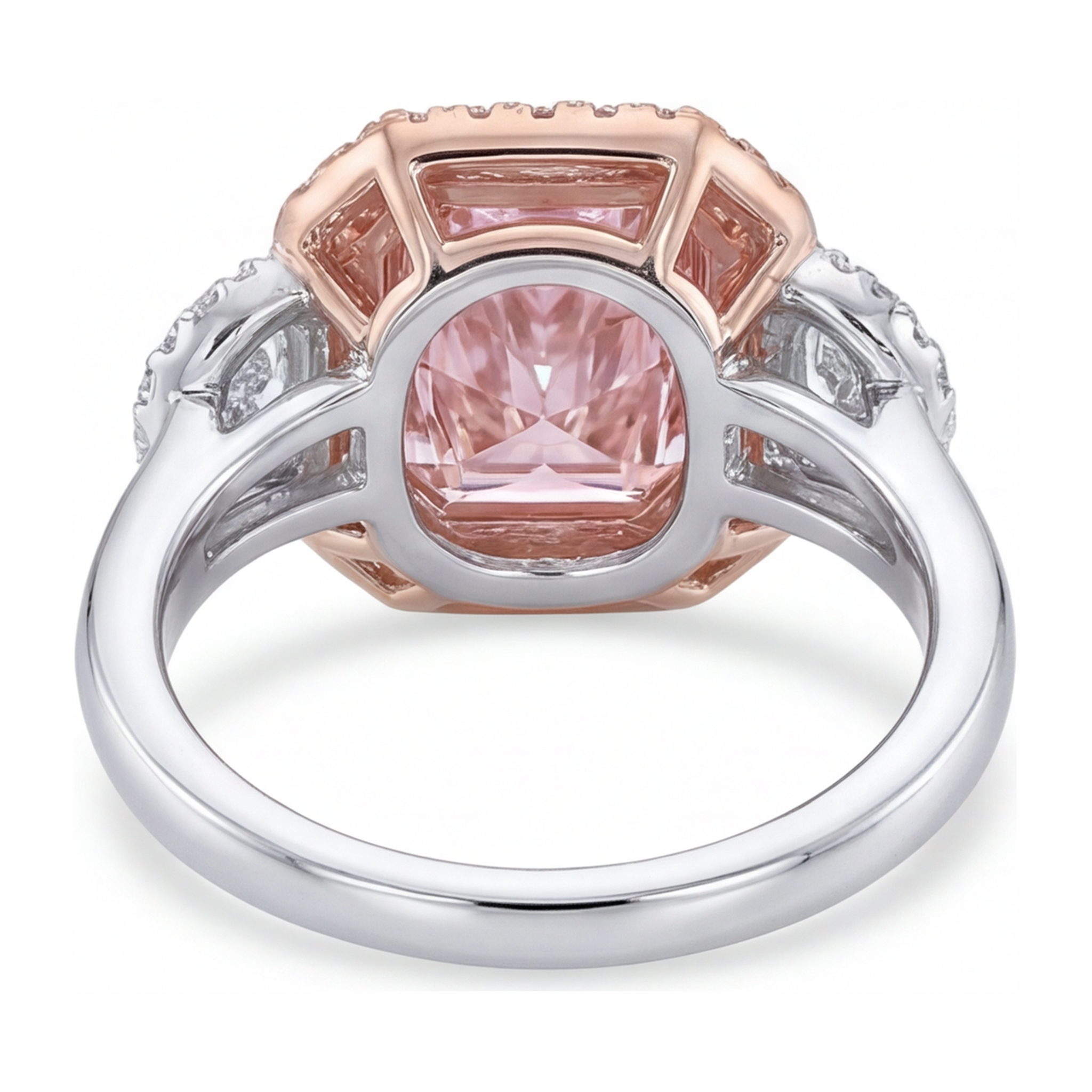 Pink Diamond Engagement Ring 5.5 Carat Lab Grown Radiant Halo Plain 14K White Gold