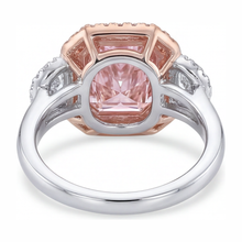 Pink Diamond Engagement Ring 5.5 Carat Lab Grown Radiant Halo Plain 14K White Gold