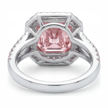 Pink Engagement Ring 5.5 Carat Lab Grown Radiant Diamond Halo Split Shank 14K White Gold