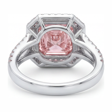 Pink Engagement Ring 5.5 Carat Lab Grown Radiant Diamond Halo Split Shank 14K White Gold