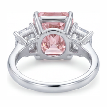 Pink Stone Engagement Ring 5.5 Carat Lab Grown Radiant Diamond Three Cathedral 14K White Gold