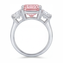 Pink Stone Engagement Ring 5.5 Carat Lab Grown Radiant Diamond Three Cathedral 14K White Gold