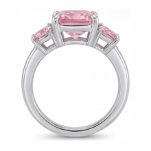 Pink Diamond Engagement Ring 5.5 Carat Lab Grown Radiant Three Stone Plain 14K White Gold