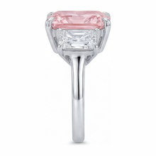 Pink Stone Engagement Ring 5.5 Carat Lab Grown Radiant Diamond Three Cathedral 14K White Gold