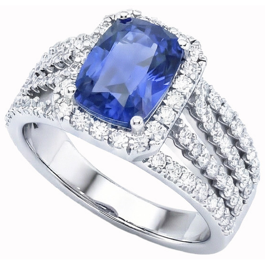 natural round sapphire 5.50ct ring front view