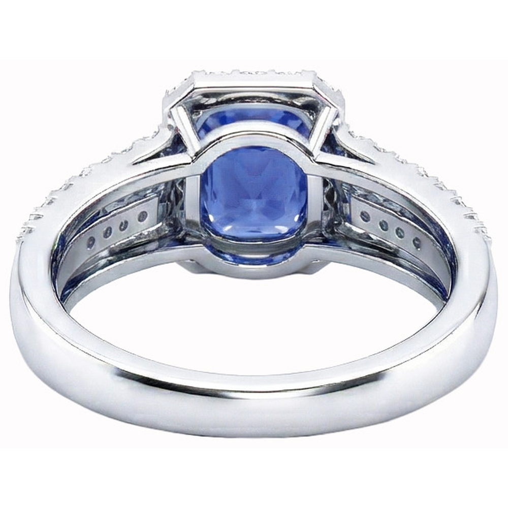 natural round sapphire 5.50ct ring profile view