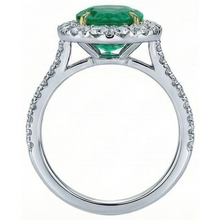 5.50 Carats Green Emerald And Natural Earth Mined Diamonds Engagement Ring Two Tone 14K