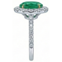 5.50 Carats Green Emerald And Natural Earth Mined Diamonds Engagement Ring Two Tone 14K