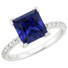 5.50 Carats Solitaire Princess Blue Sapphire With Accents Pave Setting