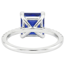 5.50 Carats Solitaire Princess Blue Sapphire With Accents Pave Setting