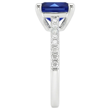 5.50 Carats Solitaire Princess Blue Sapphire With Accents Pave Setting
