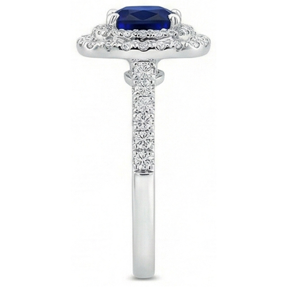 5.50 Carats Sri Lanka Sapphire And Natural Earth Mined Diamonds Ring White Gold 14K