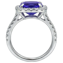 5.50 Ct Cushion Tanzanite With Round Natural Earth Mined Diamonds Ring Gold
