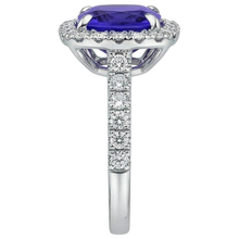 5.50 Ct Cushion Tanzanite With Round Natural Earth Mined Diamonds Ring Gold