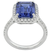 5.50 Ct Emerald Cut Tanzanite Natural Earth Mined Diamond Solitaire Ring With Accent