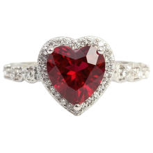 5.50 Ct Heart Shaped Ruby Halo Round Natural Earth Mined DIAMOND ( NOT LAB GROWN ) Ring White Gold 14K