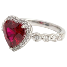 5.50 Ct Heart Shaped Ruby Halo Round Natural Earth Mined DIAMOND ( NOT LAB GROWN ) Ring White Gold 14K