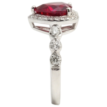 5.50 Ct Heart Shaped Ruby Halo Round Natural Earth Mined DIAMOND ( NOT LAB GROWN ) Ring White Gold 14K
