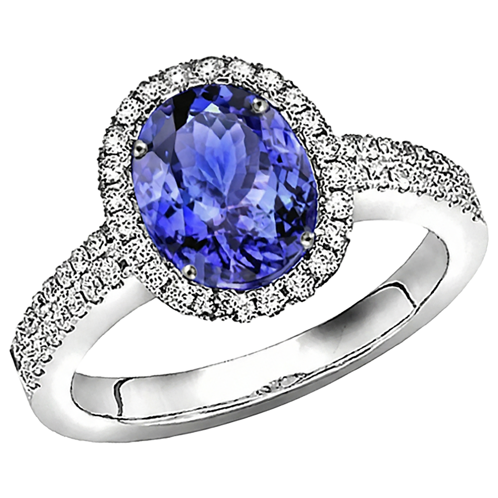natural round tanzanite 5.60ct ring top view