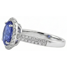 natural round tanzanite 5.60ct ring profile view