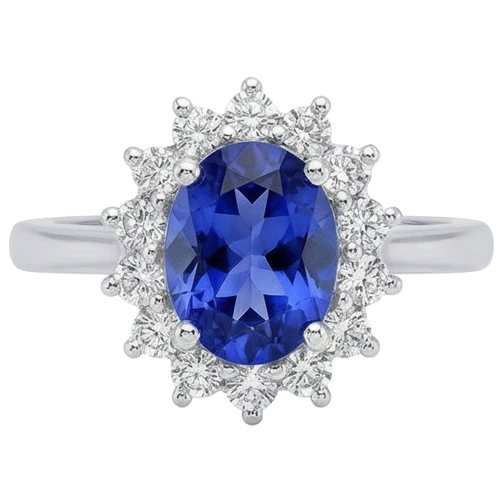 5.60 Ct Tanzanite And Natural Earth Mined Diamonds Wedding Ring White Gold 14K