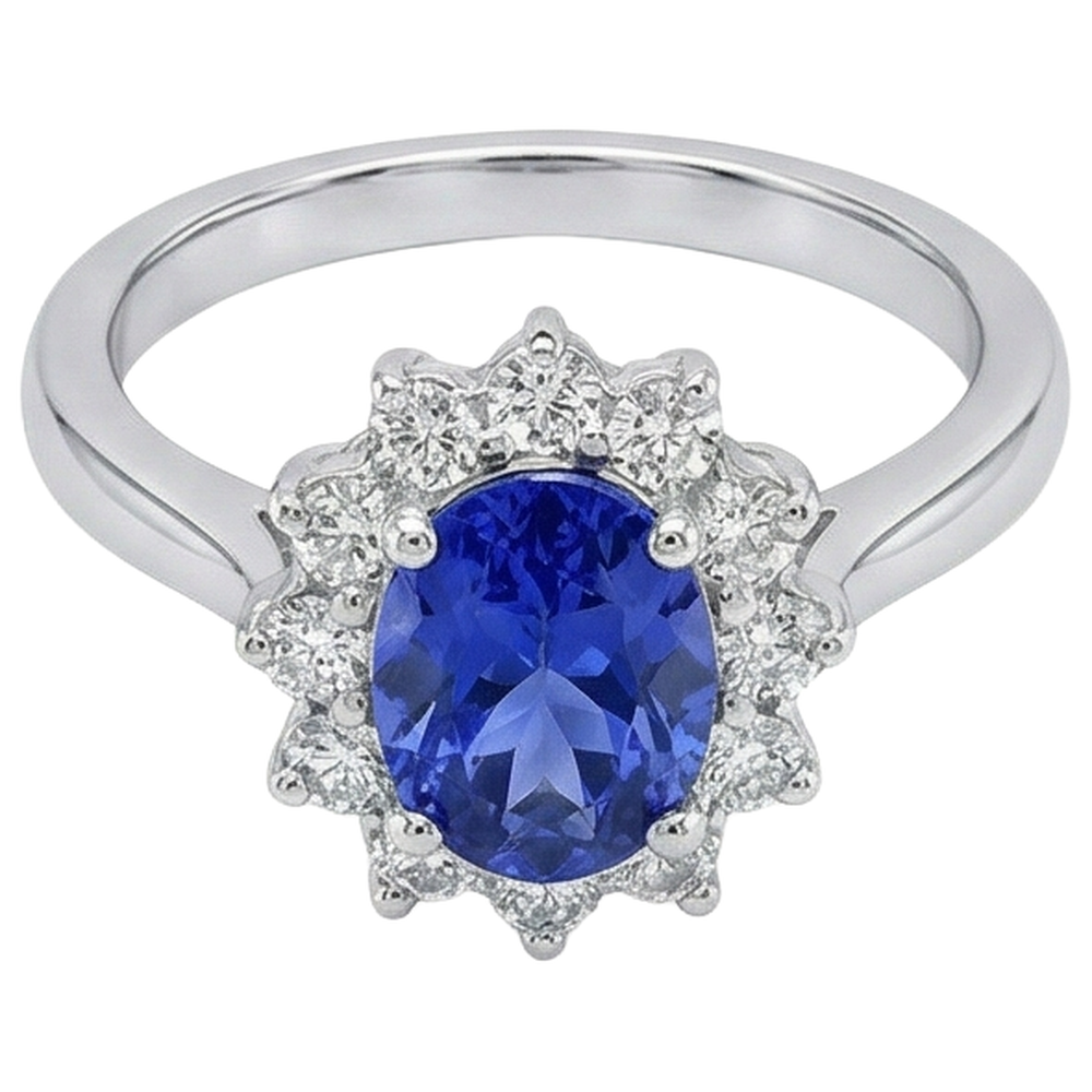 5.60 Ct Tanzanite And Natural Earth Mined Diamonds Wedding Ring White Gold 14K